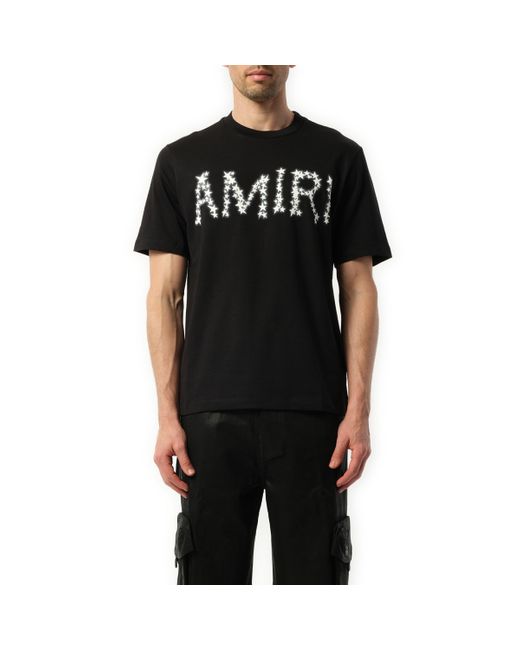 Amiri Black 'Stars Logo T-Shirt, Short Sleeves, , 100% Cotton, Size: Small for men