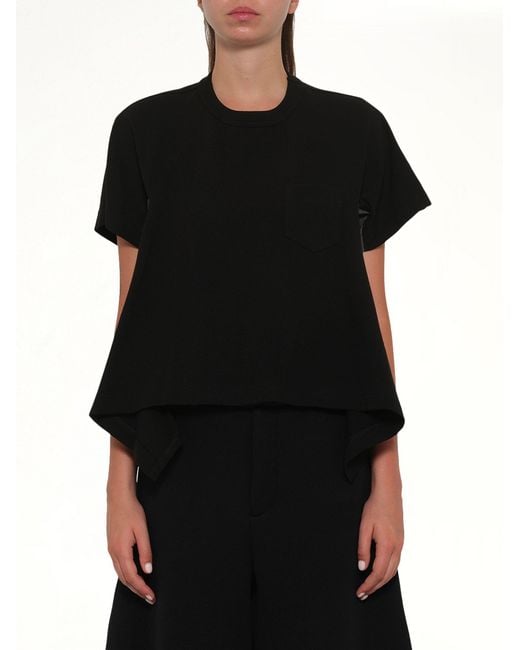 Sacai Black Light Weight Denim X Cotton Jersey T-Shirt