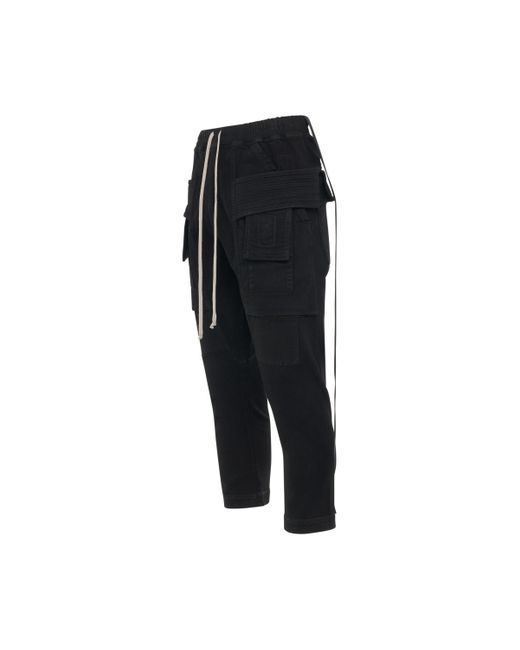 Rick Owens DRKSHDW Creatch Cargo Cropped Drawstring Denim Pants In