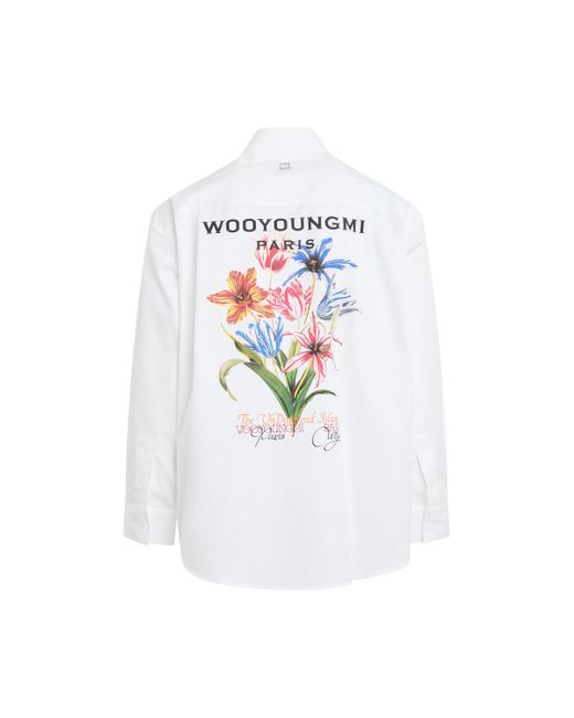Wooyoungmi White Flower Back Print Shirt, , 100% Cotton for men