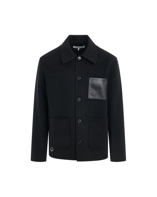 Loewe Black Leather Pocket Workwear Bomber Jacket, , 100% Wool for men