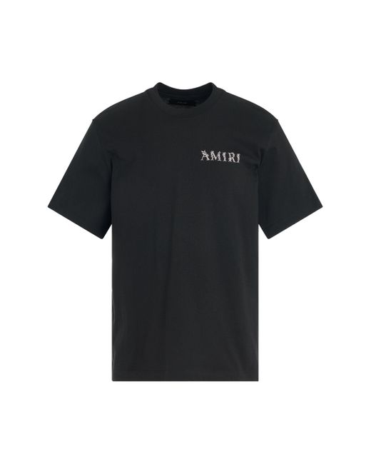 Amiri Black Ma Baroque Logo T-Shirt, Short Sleeves, , 100% Cotton, Size: Medium for men