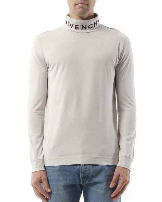 Givenchy Gray Faded Logo Dyed Long Sleeve T-Shirt, 100% Cotton for men