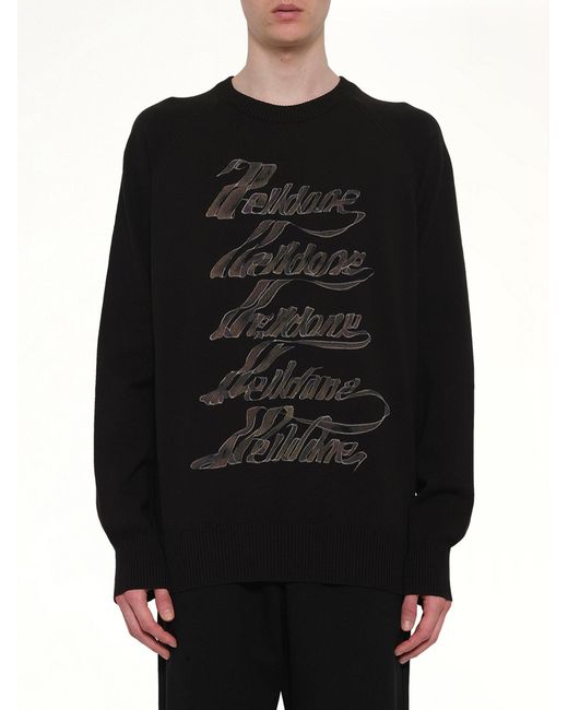 we11done Black Multi Logo Print Sweater for men