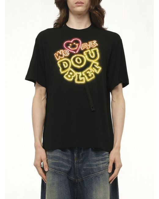 Doublet Black Big Neon Paint Fan Service T-Shirt for men