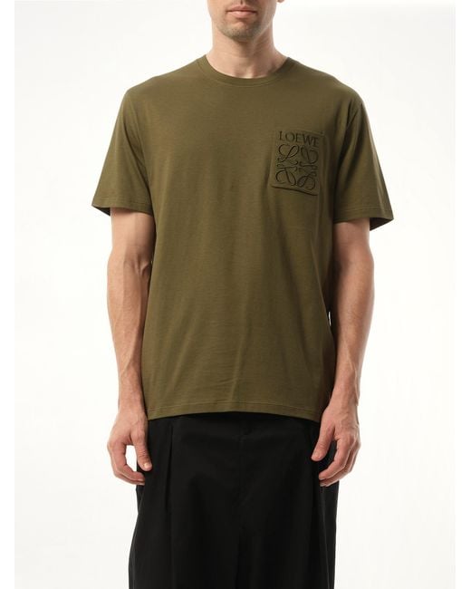 Loewe Green Relaxed Anagram T-Shirt, Short Sleeves, 100% Cotton, Size: Medium for men