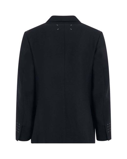 Maison Margiela Blue Herringbone Wool Jacket, Long Sleeves, 100% Cotton for men