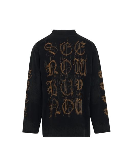 Balenciaga Black Heavy Metal Long Sleeve T-Shirt, Washed, 100% Cotton for men