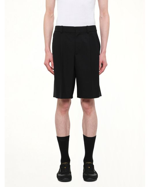 Balmain Black Wool Tailored Bermuda for men