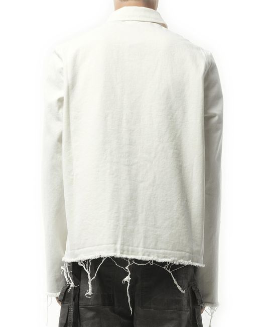 Rick Owens White Snapfront Jacket, Long Sleeves, 100% Cotton, Size: Small for men