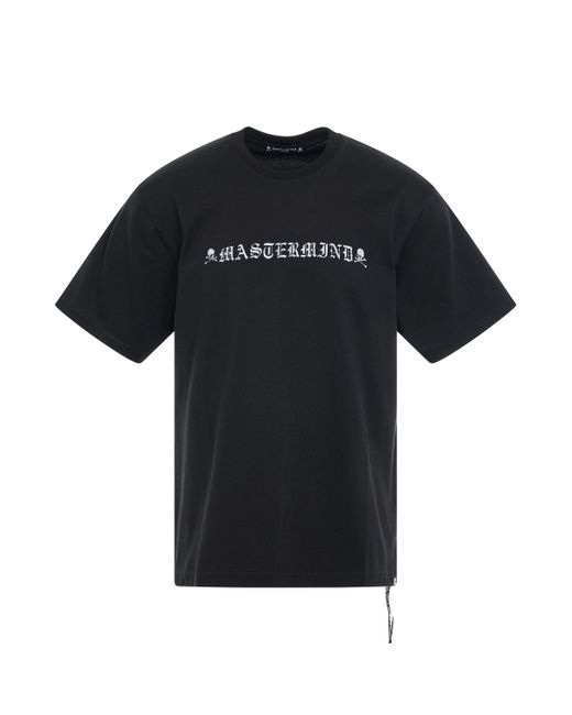 Mastermind Japan Black 'Rubbed Logo T-Shirt, Round Neck, Short Sleeves, , 100% Cotton, Size: Small for men