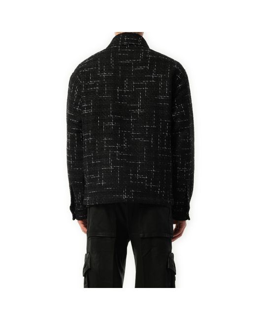 Amiri Black 'Fleck Tweed Padded Overshirt, Long Sleeves, , 100% Cotton, Size: Small for men