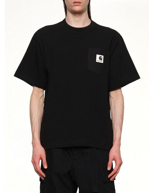 Sacai Black Carhartt Wip Cotton Jersey T-Shirt for men