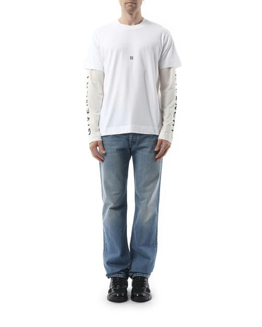 Givenchy White Multi Layer Jersey Long Sleeve T-Shirt, 100% Cotton, Size: Small for men