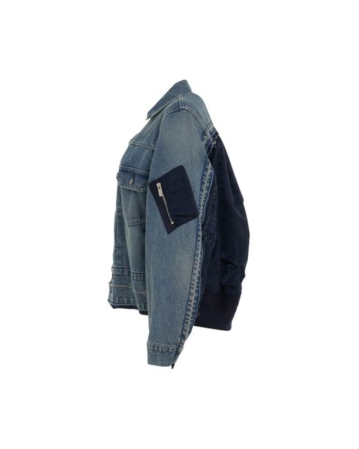 Sacai Blue X Classic Denim X Nylon Twill Jacket, Light, 100% Cotton