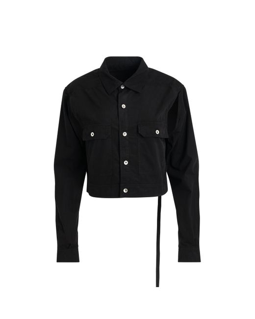 Rick Owens Black 'Cape Sleeve Cropped Outershirt, Long Sleeves, , 100% Cotton, Size: Small