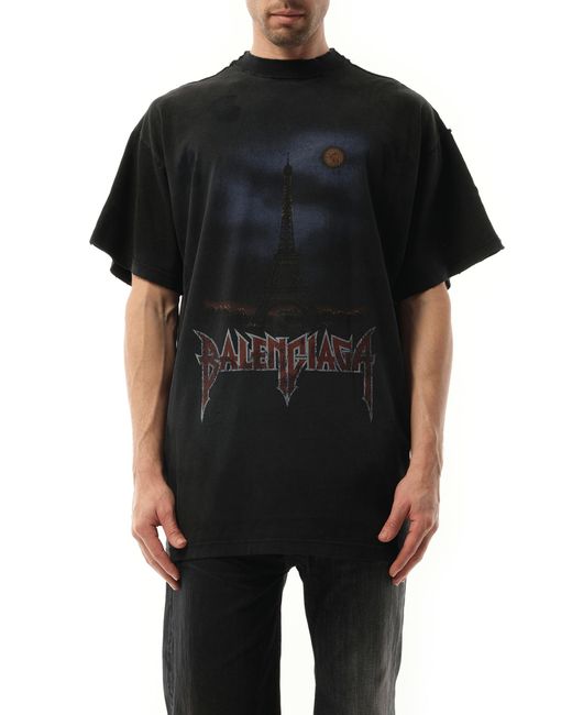 Balenciaga Black Double Front T-Shirt, Short Sleeves, 100% Cotton for men