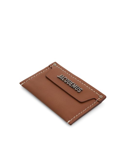 Jacquemus Brown Le Porte Carte Meunier Leather Card Holder, Light 2, 100% Calf Leather for men