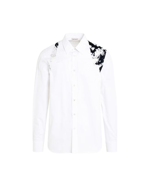 Alexander McQueen White Printed Harness Shirt, Long Sleeves, , 100% Cotton for men