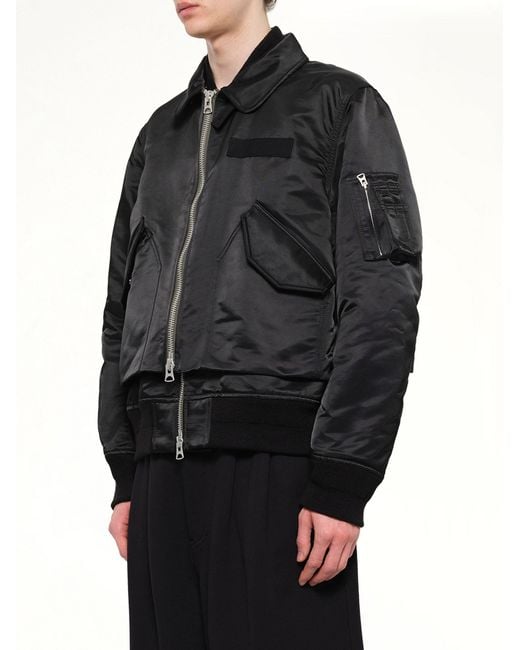 Sacai Black Cotton Nylon Twill Blouson for men