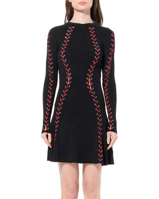 McQueen Knit Dress 493385 Q1Whs 1057, Round Neck, Short