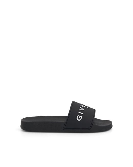 Givenchy Black Logo Flat Sandals, , 100% Polyurethane for men