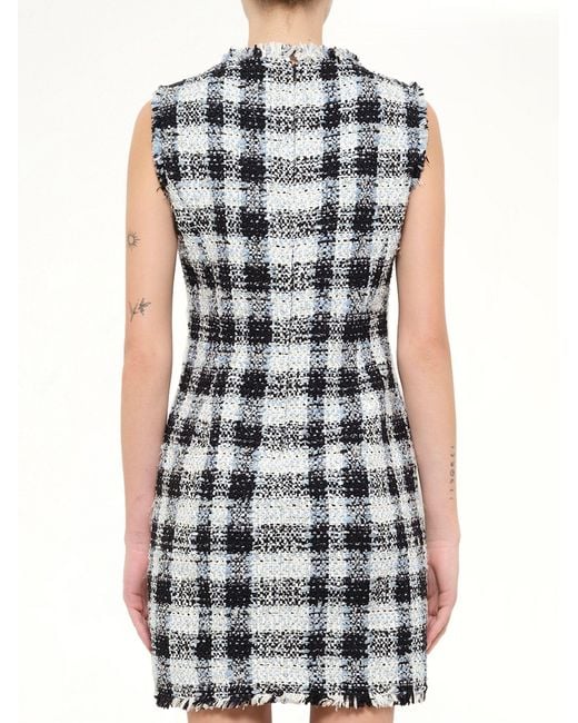 McQueen Blue Checkered Tweed Dress