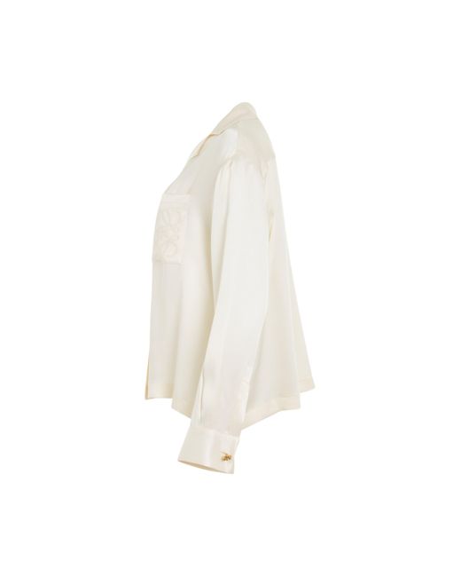 Loewe White Pyjama Blouse, Long Sleeves, , 100% Silk