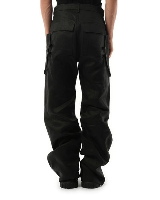 Rick Owens Black Stefan Cargo, 100% Linen for men
