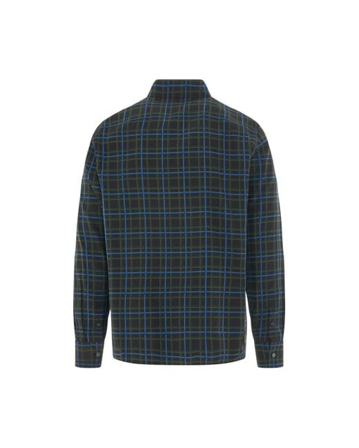 Loewe Blue Anagram Stamp Check Shirt, Long Sleeves, Dark/, 100% Cotton for men