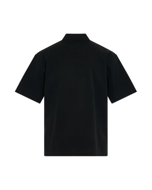 Sacai Black Quarter Zip Polo Shirt, Short Sleeves, , 100% Cotton for men