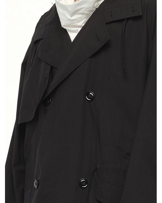 Lemaire Black Light Hooded Trench, 100% Cotton, Size: Small for men