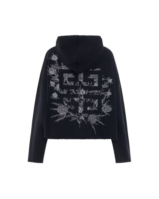 Givenchy Blue 4G Logo Thistle Embroidered Hoodie, Long Sleeves, , 100% Cotton, Size: Medium