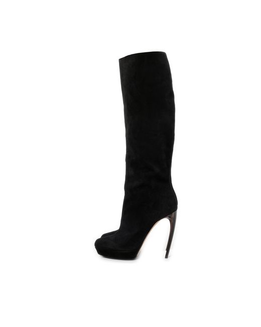McQueen Black Suede Boots