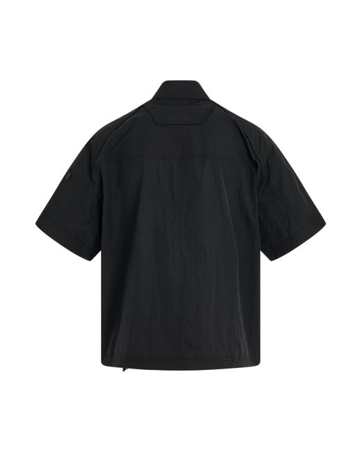 Juun.J Black Military Short-Sleeve Zip-Up Shirt, Short Sleeves, , 100% Nylon for men