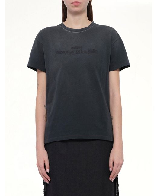 Maison Margiela Black 'Cotton Jersey Logo T-Shirt, Short Sleeves, Washed, 100% Cotton, Size: Small