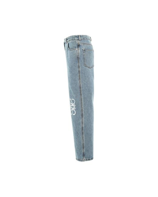 Loewe Blue Anagram Baggy Jeans Af, Mid Denim, 100% Cotton for men