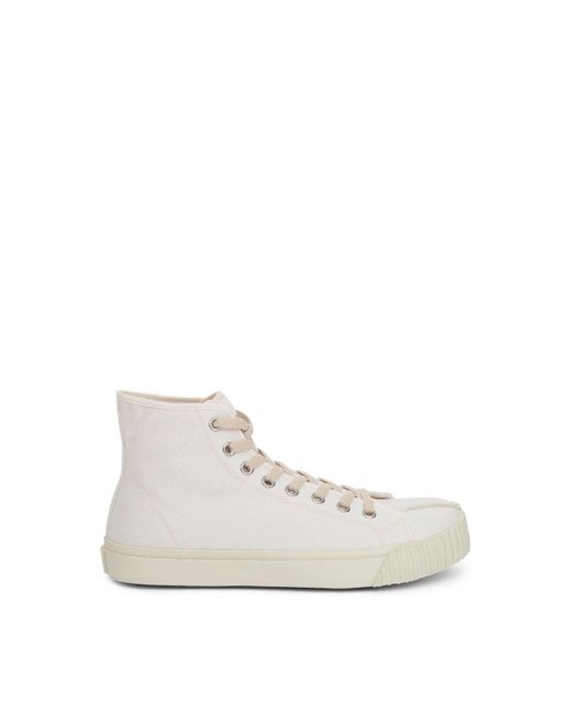 Maison Margiela White Hi-top Tabi Canvas Sneakers for men