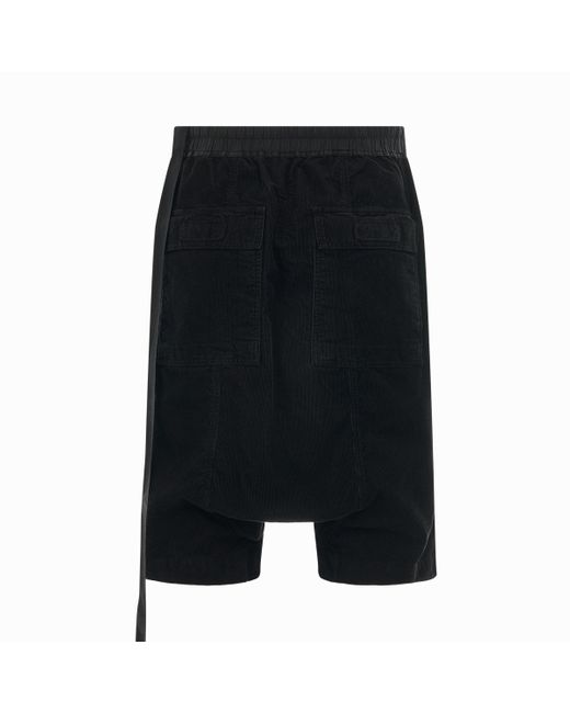 Rick Owens Black Drawstring Pods Shorts, , 100% Cotton, Size: Medium for men