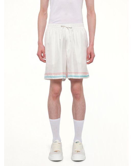 Casablanca White Dance Joy Silk Shorts for men
