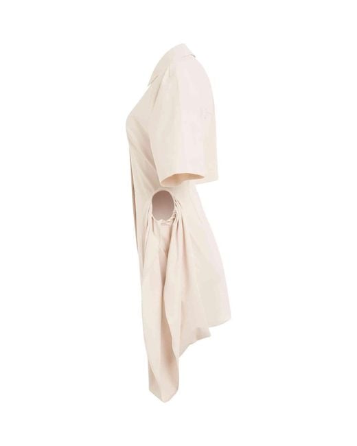 Jacquemus White Camisa Dress, Short Sleeves, 100% Cotton