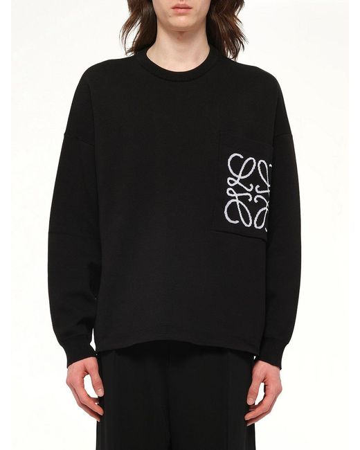 Loewe Black Anagram Pocket Sweater for men