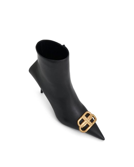 Balenciaga Black Bb Knife 80Mm Boots, 100% Calf Leather