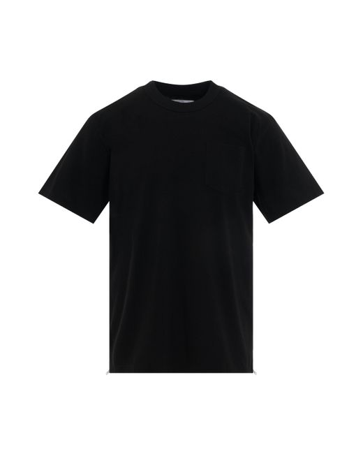 Sacai Black Cotton Side Zip T-Shirt, Short Sleeves, , 100% Cotton for men