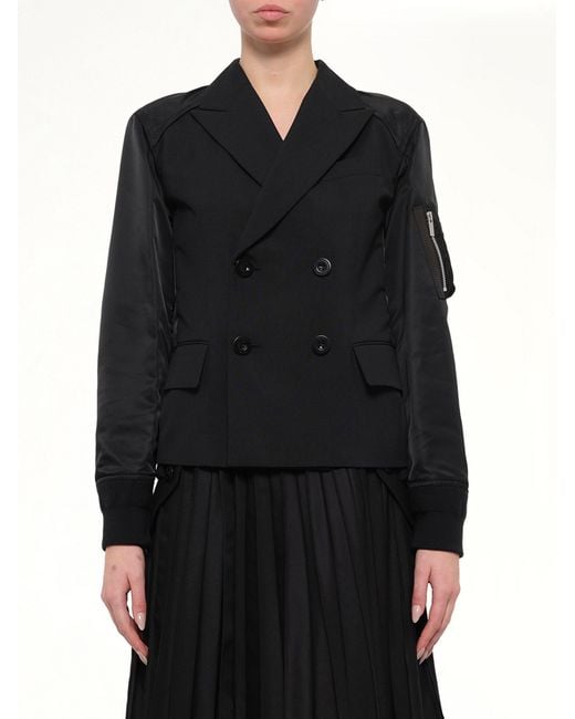 Sacai Black Suiting X Nylon Twill Jacket