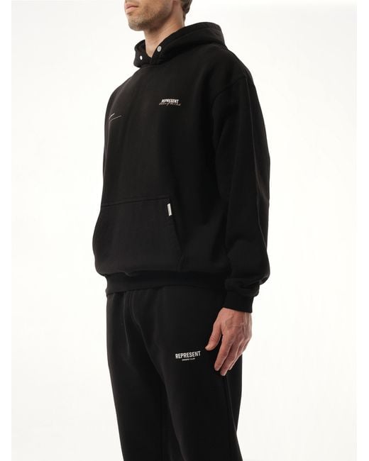 Represent Black Patron of the Club Cotton Hoodie for men