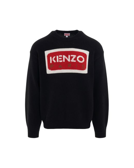 KENZO Black Paris Logo Jumper, Long Sleeves, , 100% Cotton for men