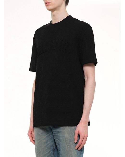 Balmain Black Monogram Sponge T-Shirt Reg Fit for men