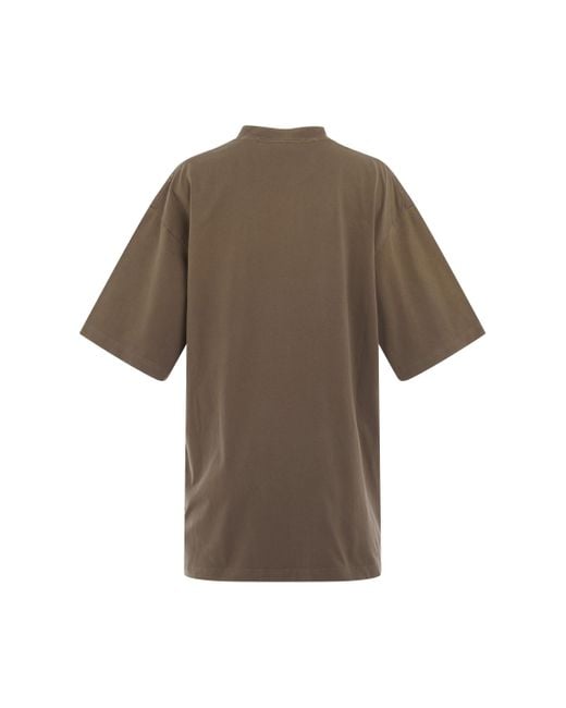 Balenciaga Brown Caps Logo Boxy T-Shirt, Short Sleeves, Taupe/, 100% Cotton, Size: Large