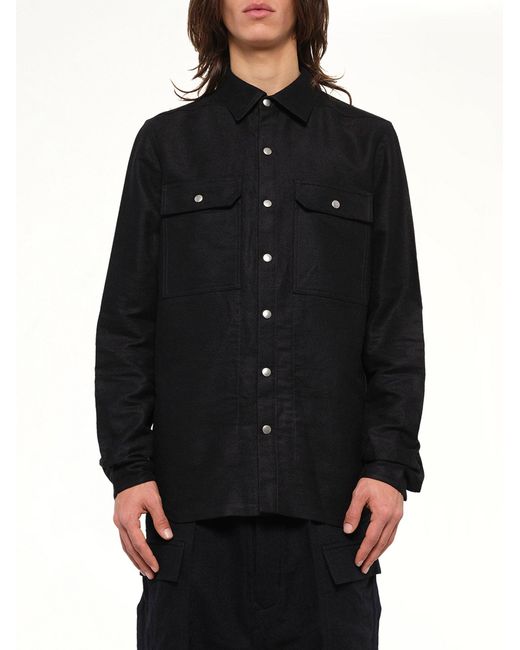 Rick Owens Black Moleskin Outershirt for men
